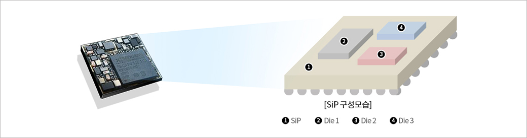 SiP 구성모습, 1.SiP, 2.Die1, 3.Die2, 4.Die3