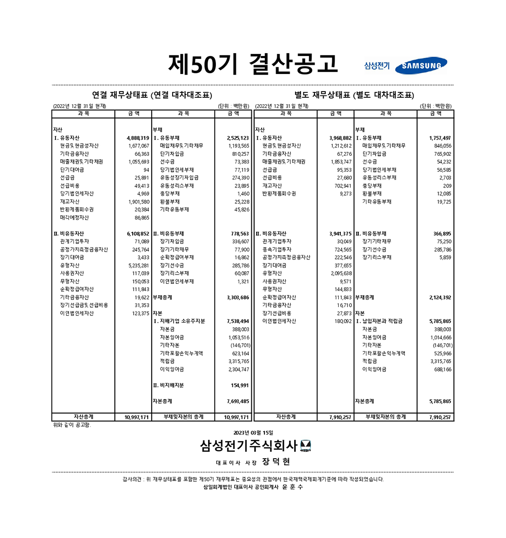 50기 결산공고 다운로드 pdf파일 썸네일